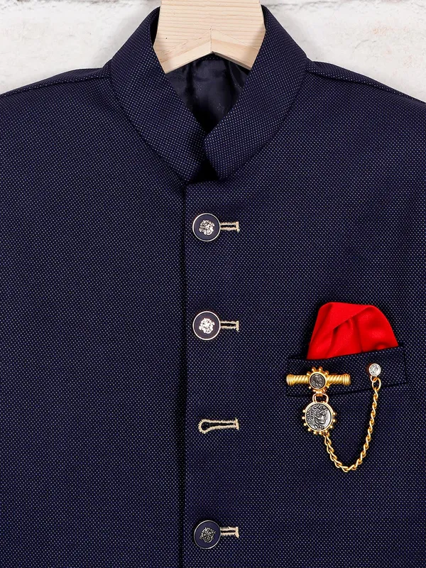 Navy terry rayon jodhpuri boys coat suit