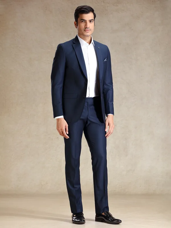 Navy terry rayon notch lapel coat suit