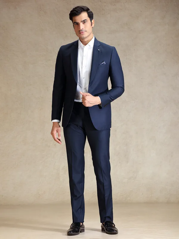 Navy terry rayon notch lapel coat suit