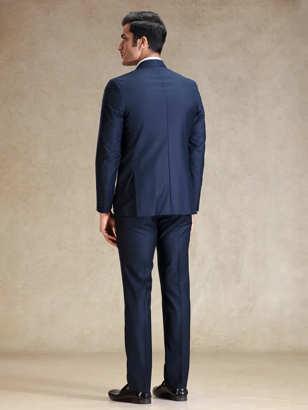 Navy terry rayon notch lapel coat suit