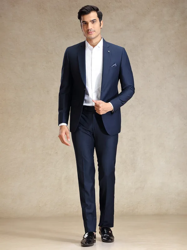 Navy terry rayon notch lapel coat suit