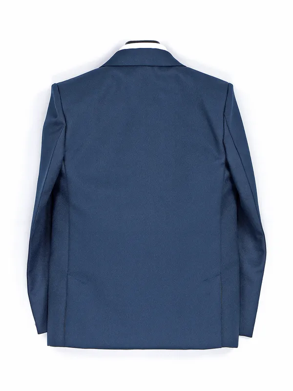 Navy terry rayon solid coat suit