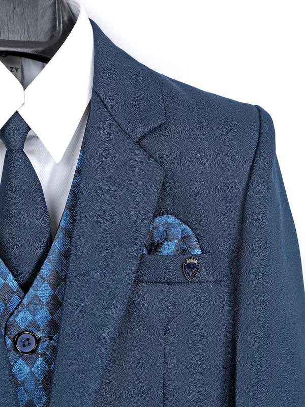 Navy terry rayon solid coat suit