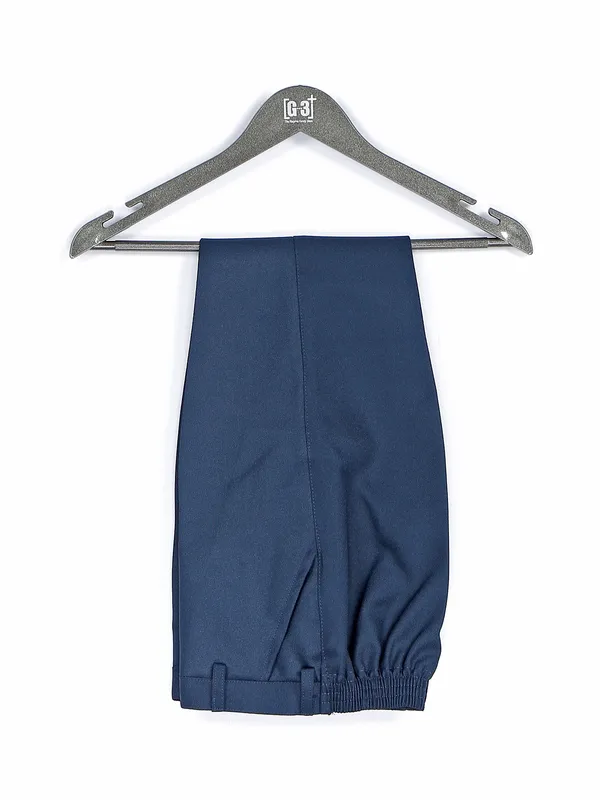 Navy terry rayon solid coat suit