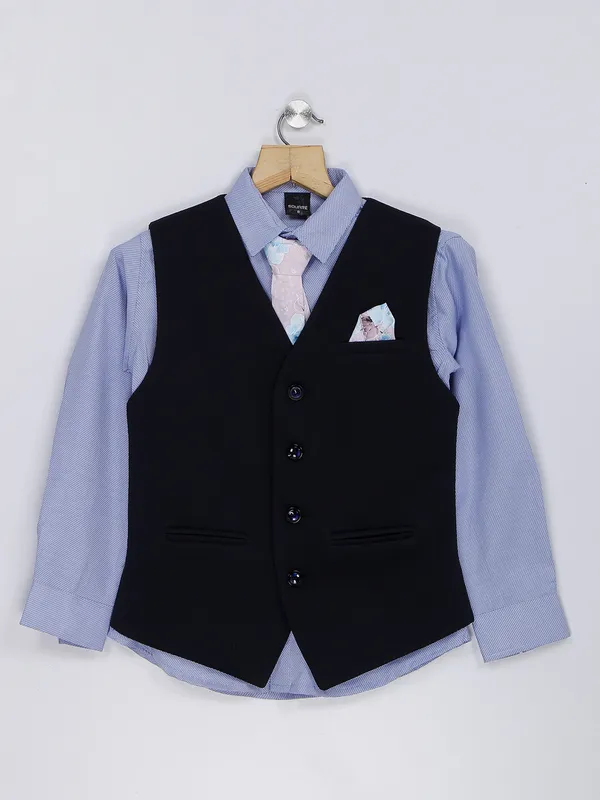Navy terry rayon waistcoat set for boys
