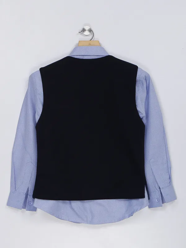 Navy terry rayon waistcoat set for boys