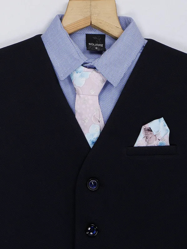Navy terry rayon waistcoat set for boys