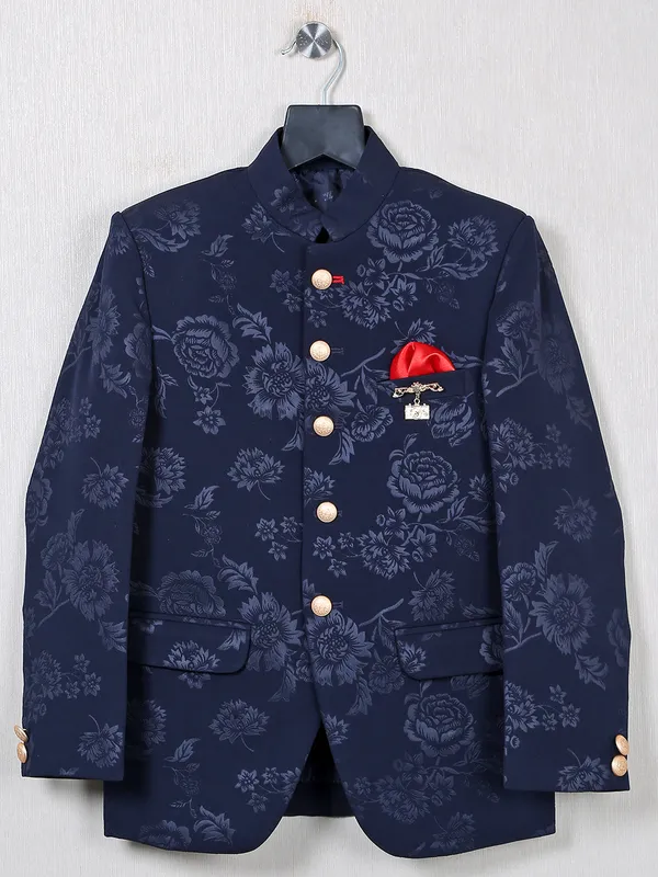 Navy terry rayon wedding and recption indowestern