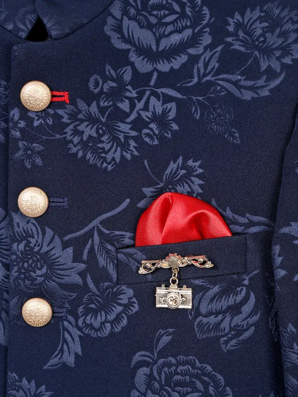 Navy terry rayon wedding and recption indowestern