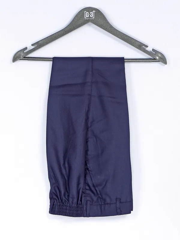 Navy textured terry rayon coat suit