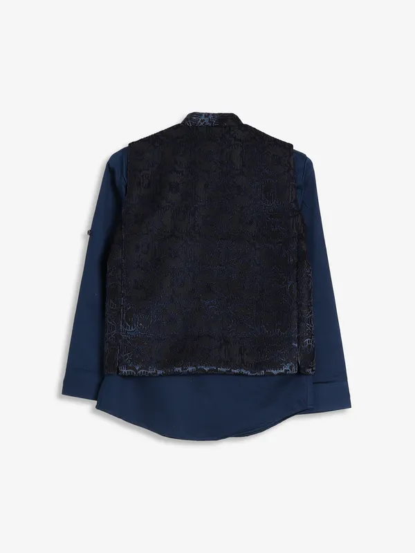 Navy velvet waistcoat with shirt
