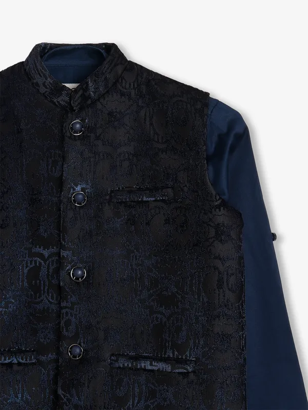 Navy velvet waistcoat with shirt