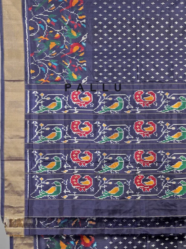 Navy zari weaving patola silk saree for elegant weddings