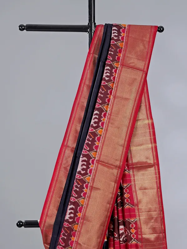 Navy zari weaving patola silk saree for grand celebrations