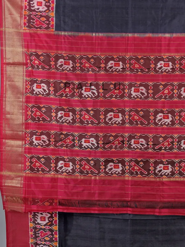 Navy zari weaving patola silk saree for grand celebrations