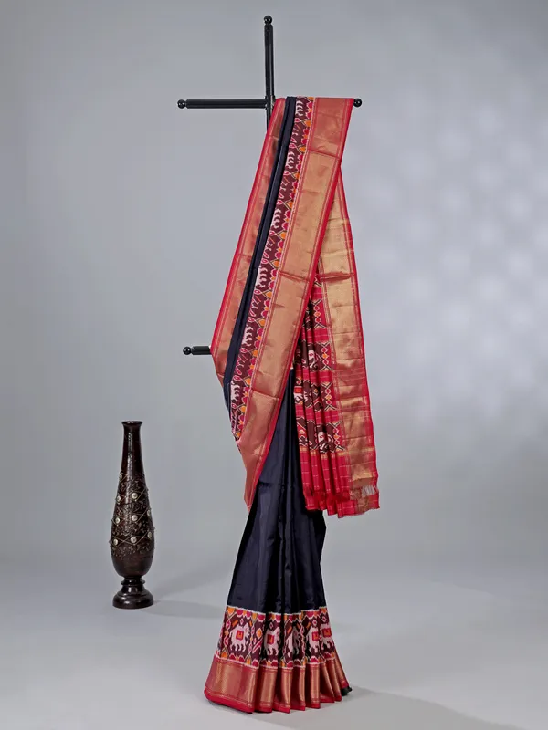 Navy zari weaving patola silk saree for grand celebrations