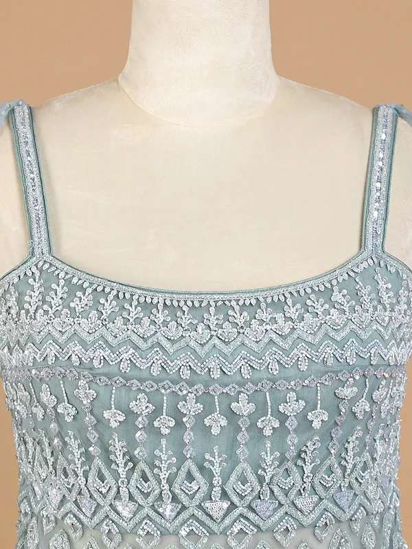 Net desinger mint green lehenga choli