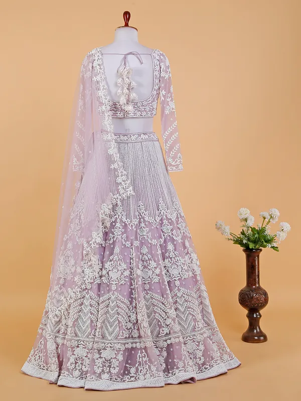 Net lilac purple reception lehenga choli