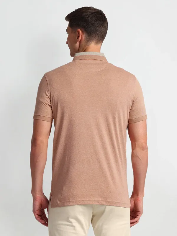 ARROW peach plain cotton t-shirt