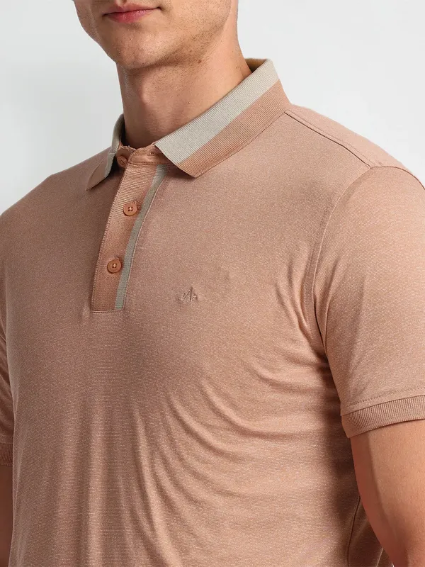 ARROW peach plain cotton t-shirt