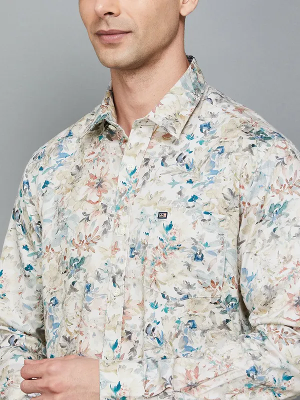 ARROW SPORT beige printed cotton shirt