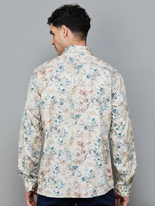 ARROW SPORT beige printed cotton shirt