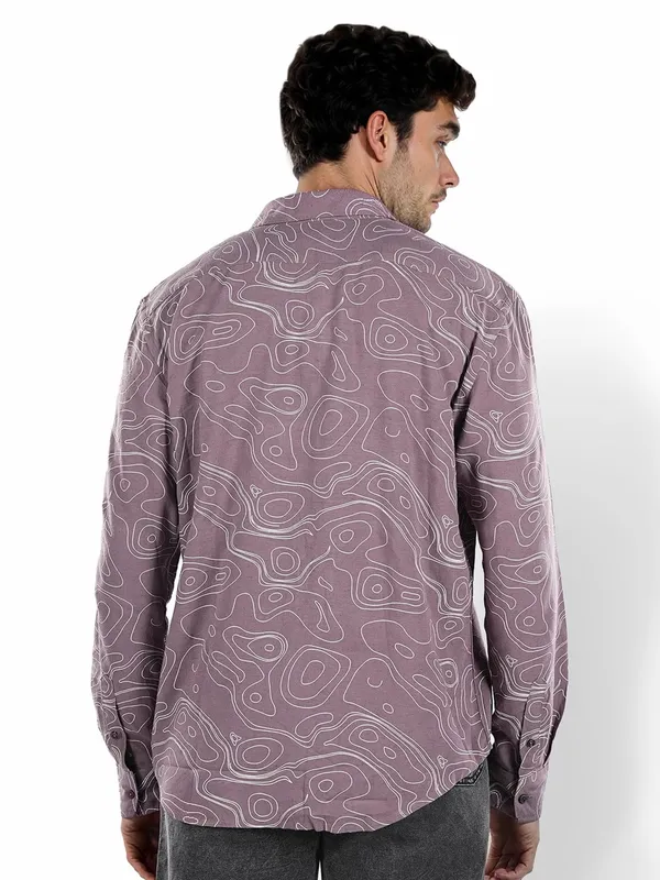 CELIO printed dusty pink cotton shirt