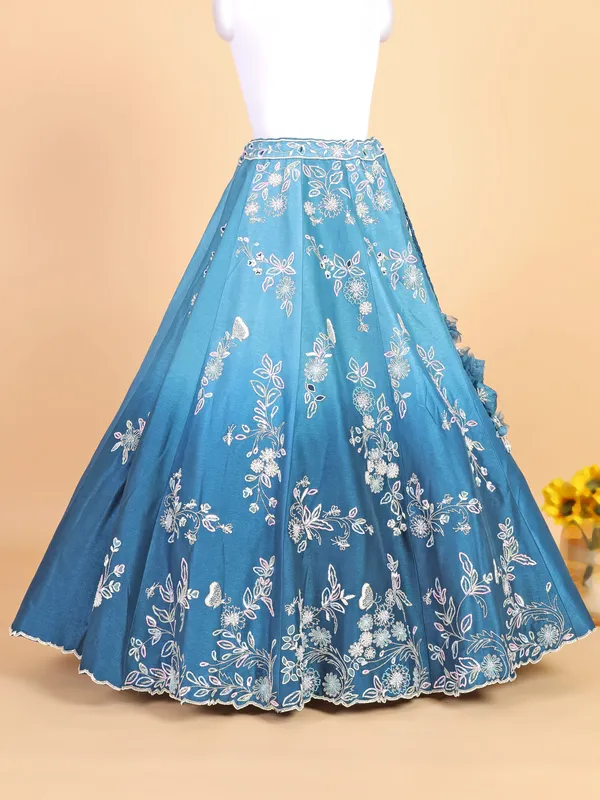 Classic blue raw silk lehenga choli