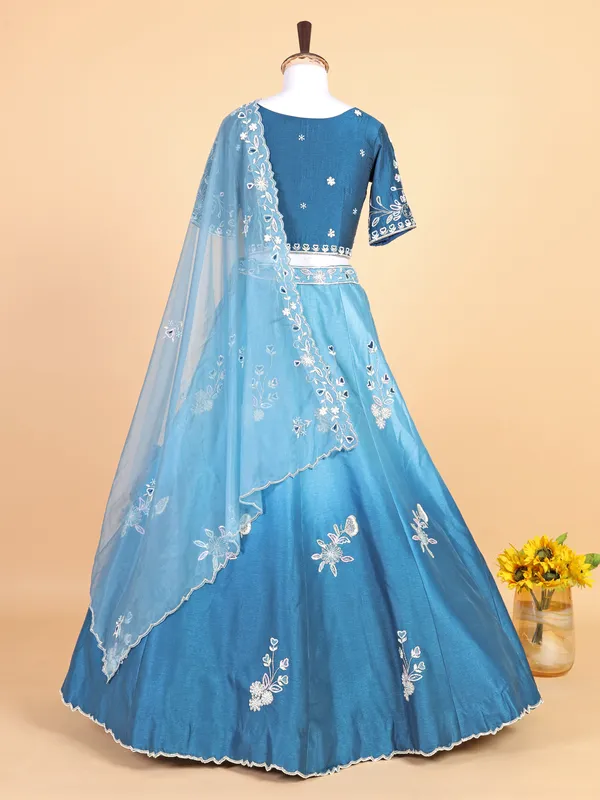Classic blue raw silk lehenga choli