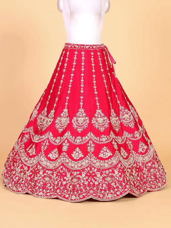 Elegant dark pink lehenga choli in raw silk