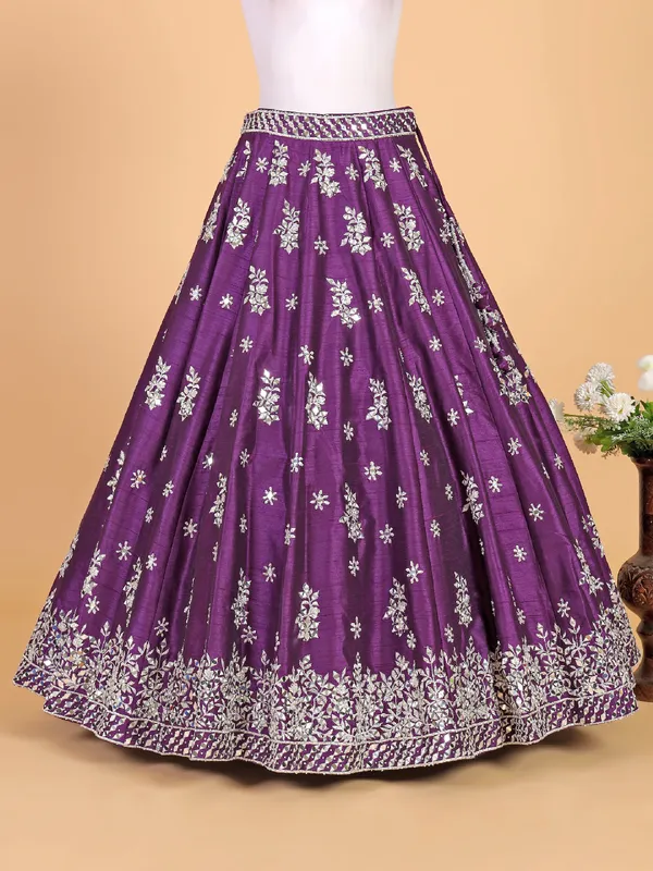 Elegant purple raw silk lehenga choli