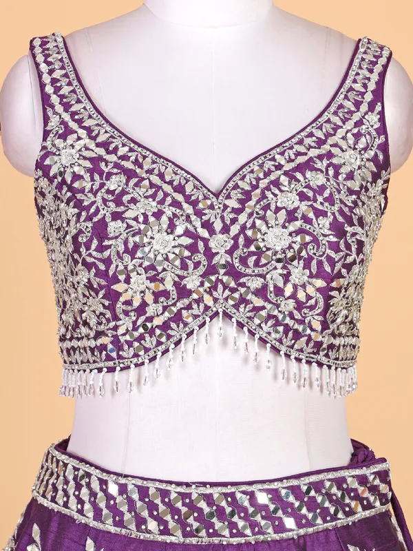 Elegant purple raw silk lehenga choli