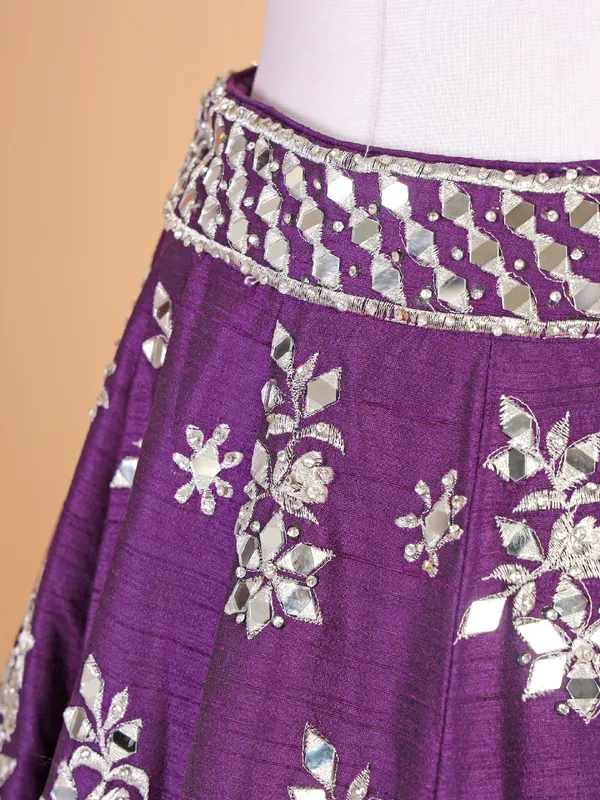 Elegant purple raw silk lehenga choli