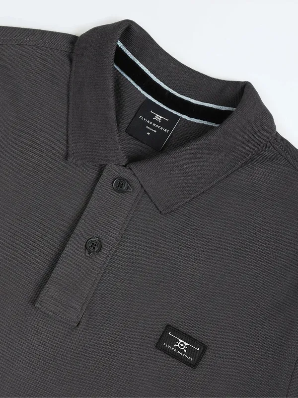 FLYING MACHINE dark grey plain t-shirt