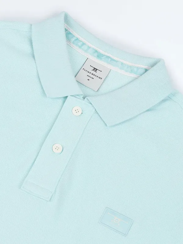 FLYING MACHINE light blue plain cotton t-shirt