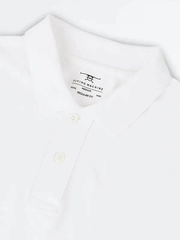 FLYING MACHINE white plain cotton t-hirt
