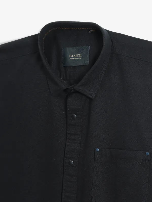 GIANTI black plain cotton shirt