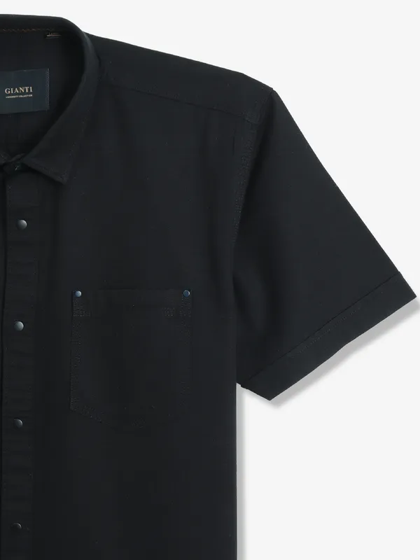 GIANTI black plain cotton shirt