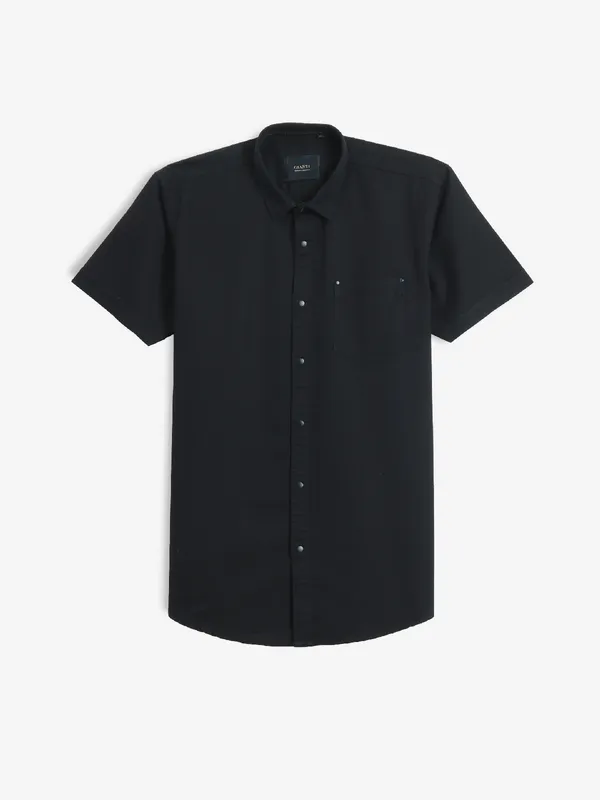 GIANTI black plain cotton shirt