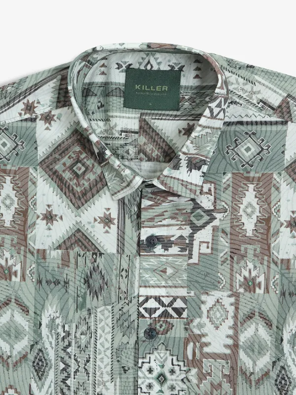 KILLER light green printed cotton shirt