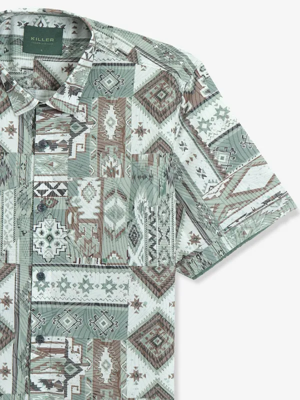 KILLER light green printed cotton shirt