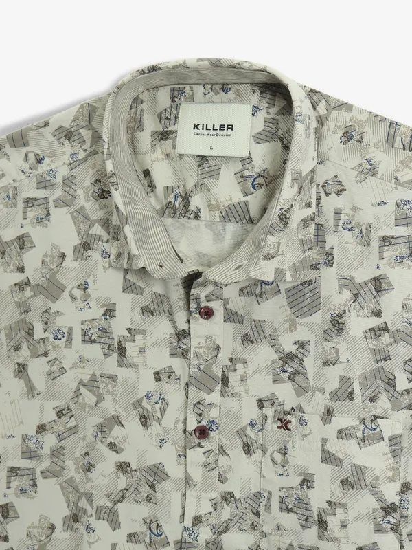 KILLER printed beige shirt in cotton