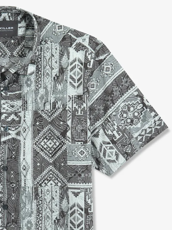 KILLER printed grey cotton shirt