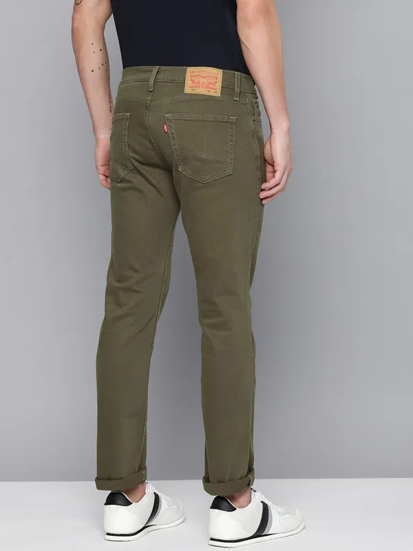 LEVIS moss green solid 511 slim fit jeans