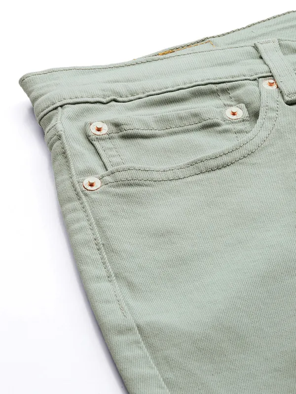 Pastel Green Denim Pants TENDER Pale Green Straight Denim Pants 32