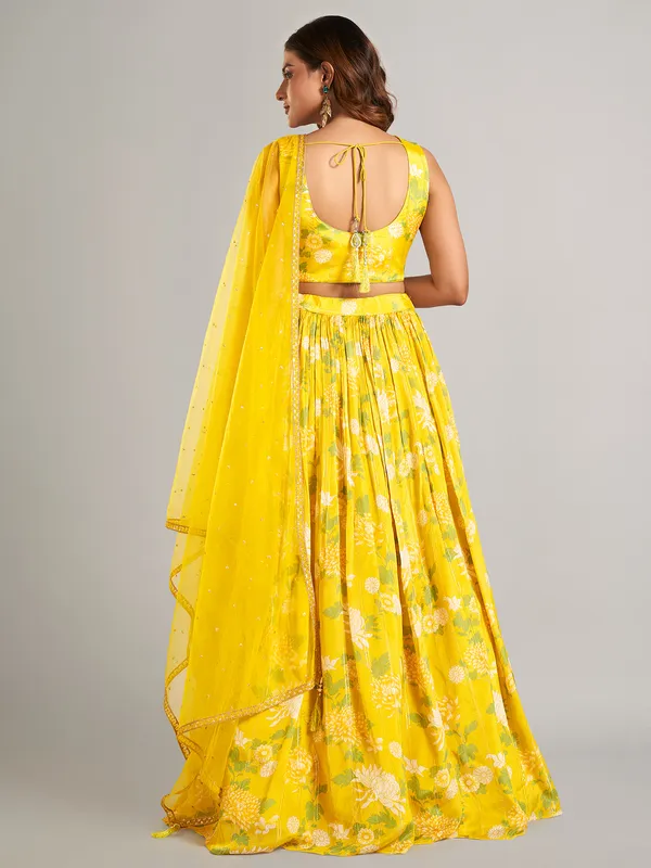 New mustard yellow silk lahenga choli