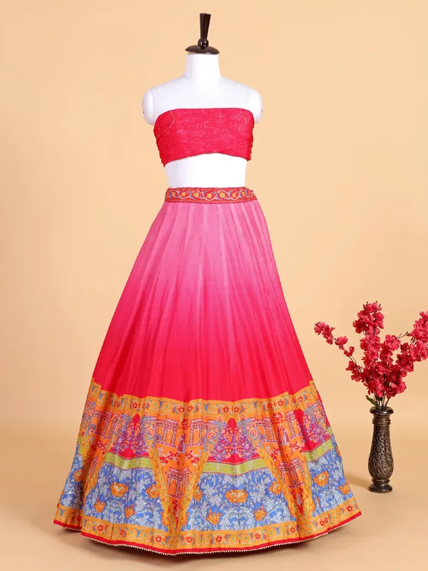 Newest rani color lehenga choli in silk