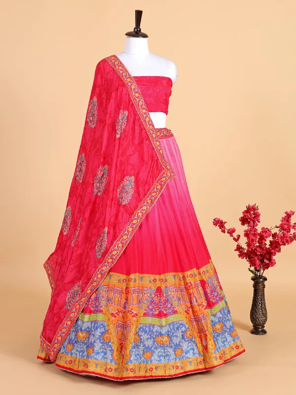 Newest rani color lehenga choli in silk