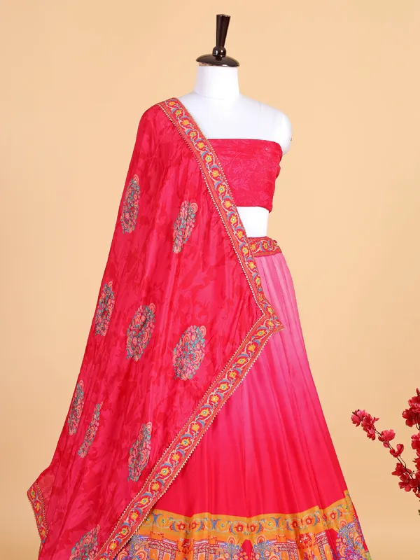 Newest rani color lehenga choli in silk