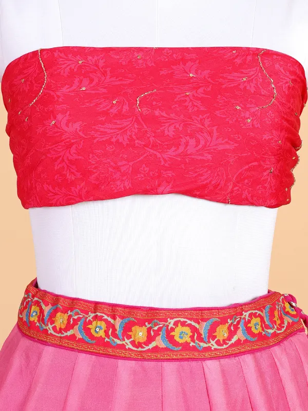 Newest rani color lehenga choli in silk